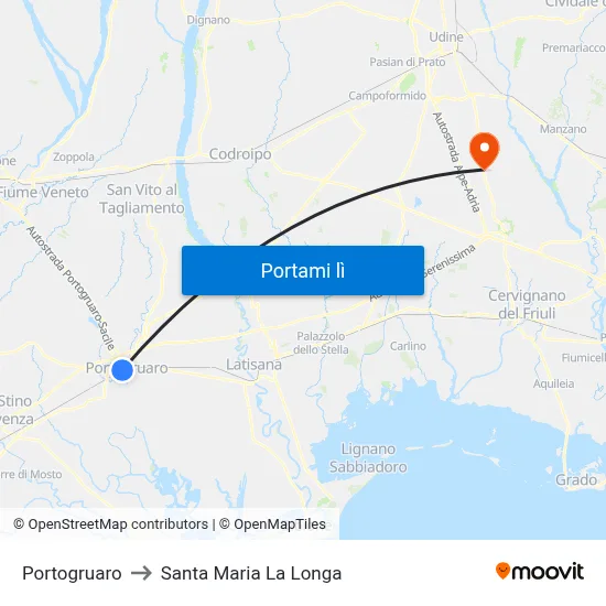 Portogruaro to Santa Maria La Longa map