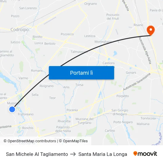 San Michele Al Tagliamento to Santa Maria La Longa map