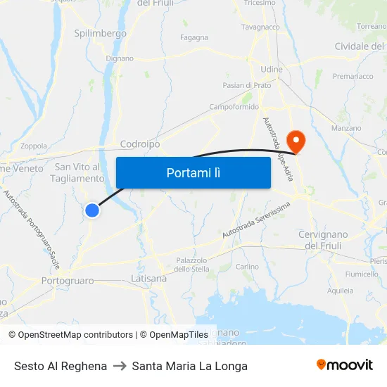 Sesto Al Reghena to Santa Maria La Longa map
