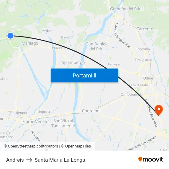 Andreis to Santa Maria La Longa map