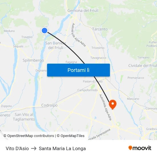 Vito D'Asio to Santa Maria La Longa map