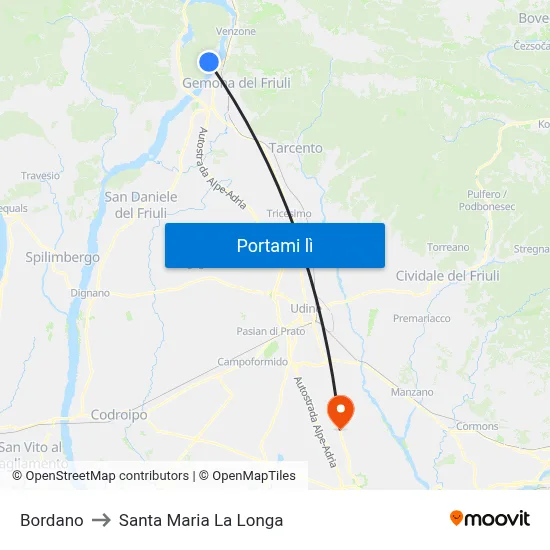 Bordano to Santa Maria La Longa map