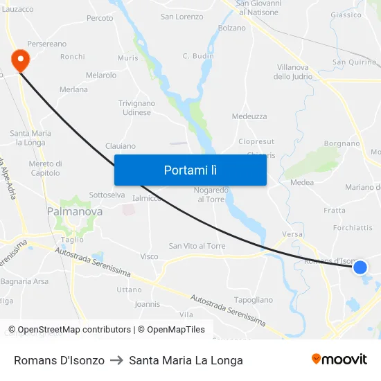Romans D'Isonzo to Santa Maria La Longa map