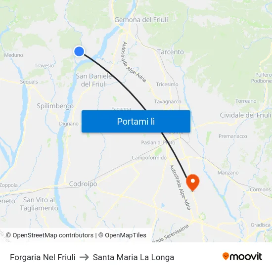 Forgaria Nel Friuli to Santa Maria La Longa map