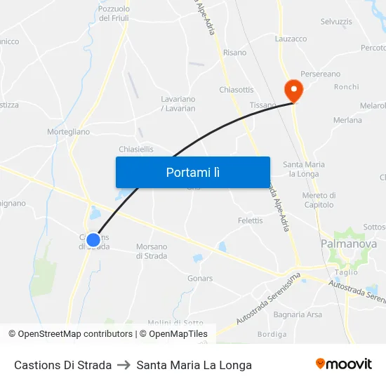 Castions Di Strada to Santa Maria La Longa map