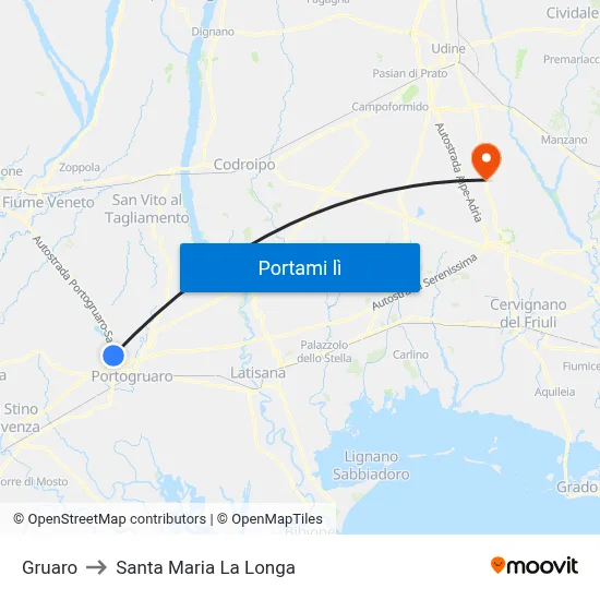 Gruaro to Santa Maria La Longa map