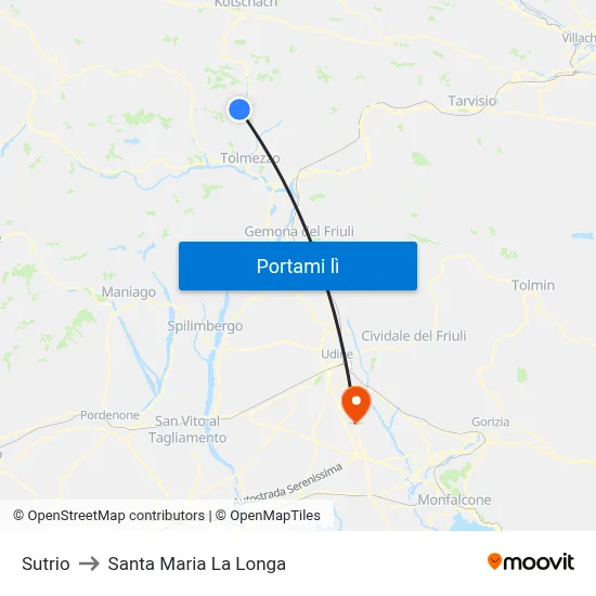 Sutrio to Santa Maria La Longa map