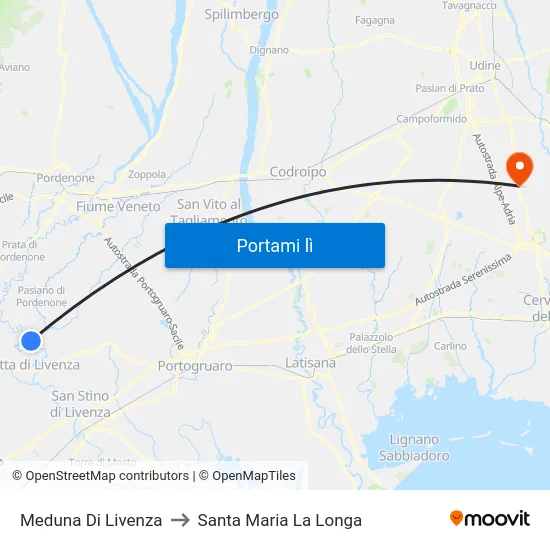 Meduna Di Livenza to Santa Maria La Longa map