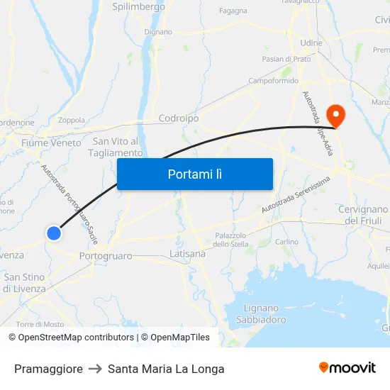 Pramaggiore to Santa Maria La Longa map