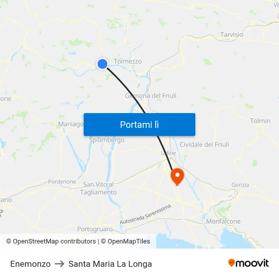 Enemonzo to Santa Maria La Longa map