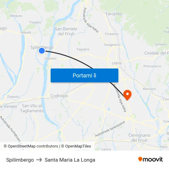 Spilimbergo to Santa Maria La Longa map