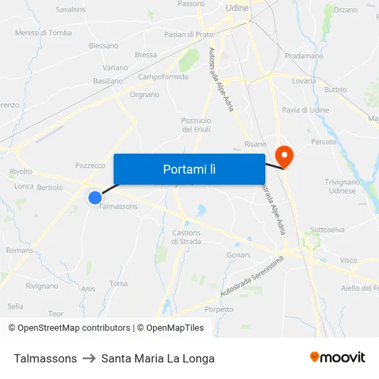 Talmassons to Santa Maria La Longa map