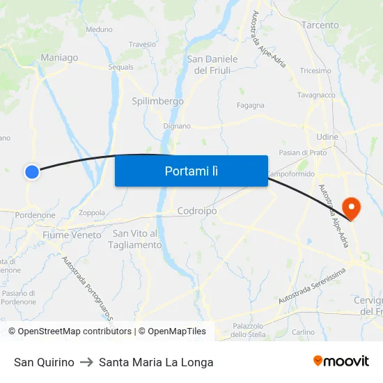 San Quirino to Santa Maria La Longa map