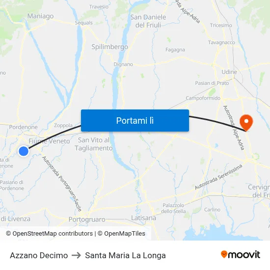 Azzano Decimo to Santa Maria La Longa map