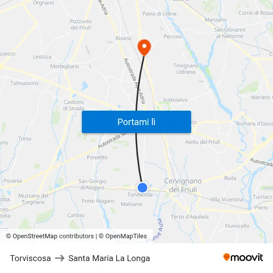 Torviscosa to Santa Maria La Longa map