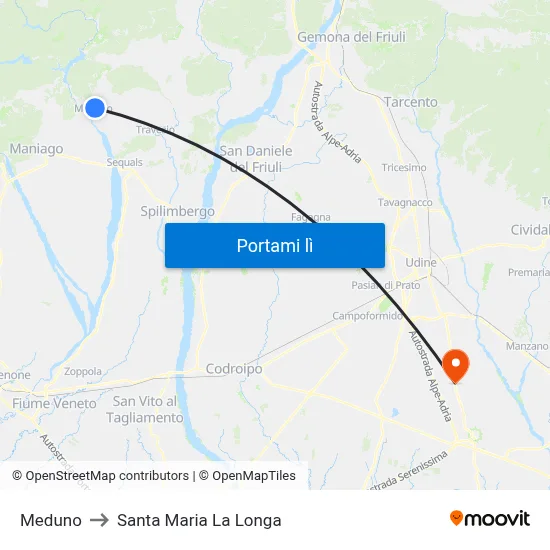 Meduno to Santa Maria La Longa map