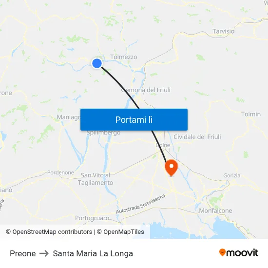 Preone to Santa Maria La Longa map