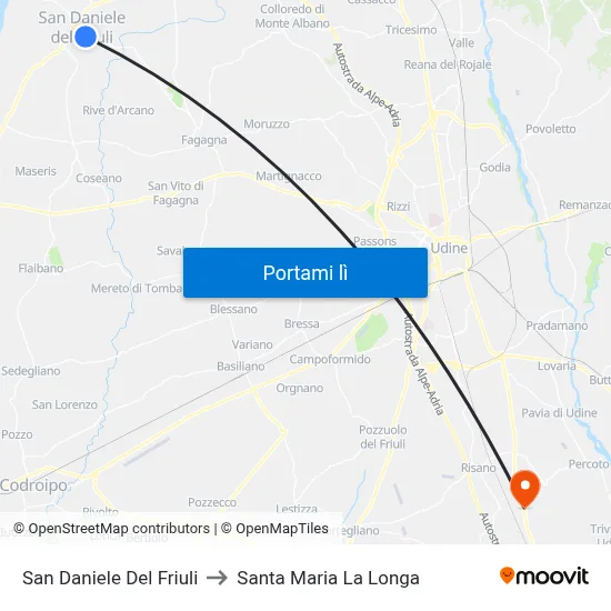 San Daniele Del Friuli to Santa Maria La Longa map