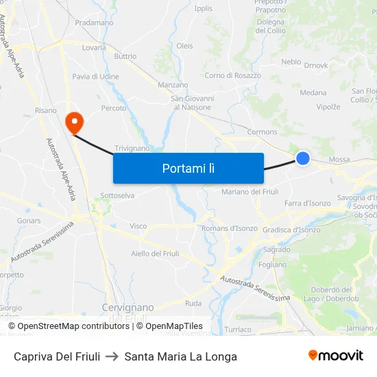 Capriva Del Friuli to Santa Maria La Longa map