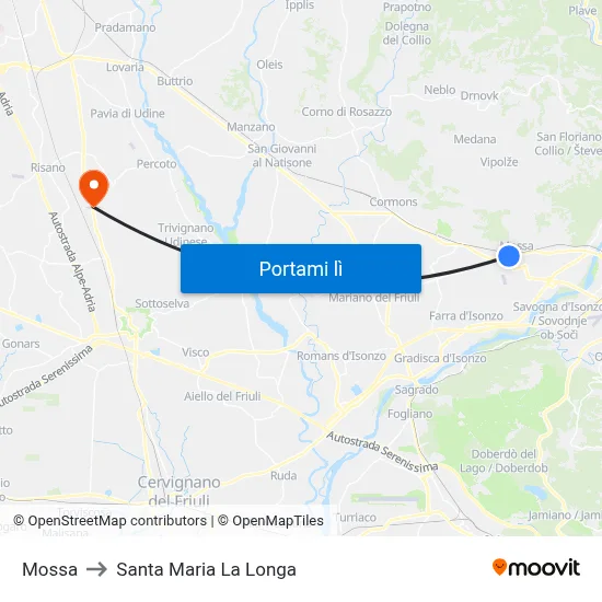 Mossa to Santa Maria La Longa map