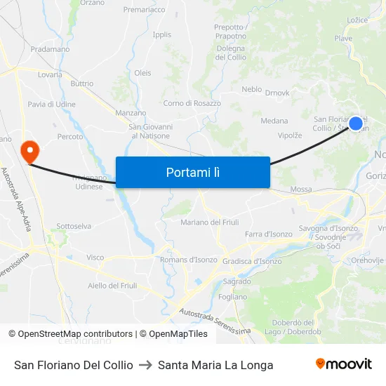 San Floriano Del Collio to Santa Maria La Longa map