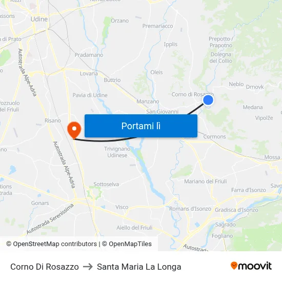 Corno Di Rosazzo to Santa Maria La Longa map