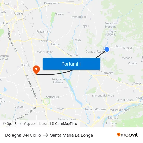 Dolegna Del Collio to Santa Maria La Longa map