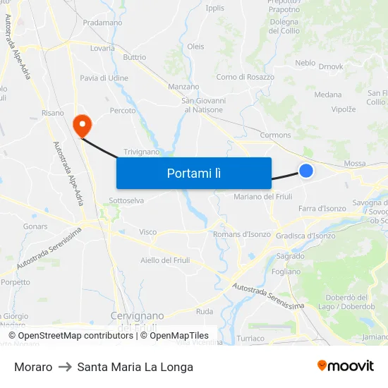 Moraro to Santa Maria La Longa map