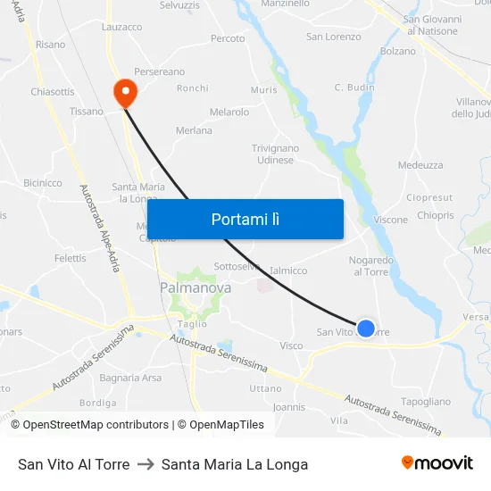 San Vito Al Torre to Santa Maria La Longa map