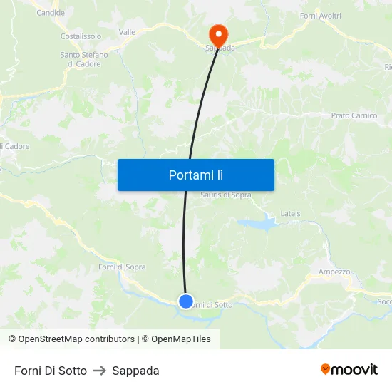 Forni Di Sotto to Sappada map