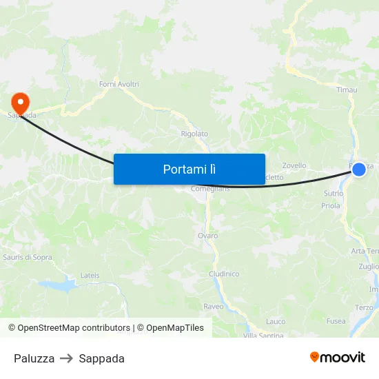 Paluzza to Sappada map