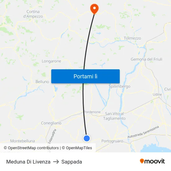 Meduna Di Livenza to Sappada map