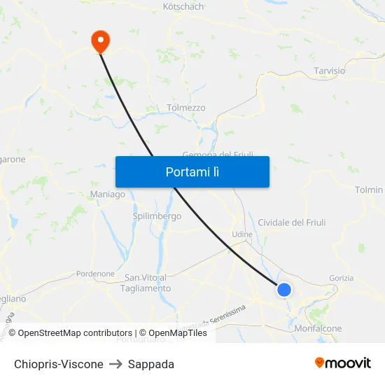 Chiopris-Viscone to Sappada map