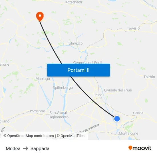 Medea to Sappada map