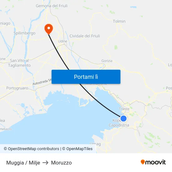 Muggia / Milje to Moruzzo map