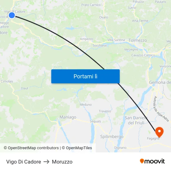Vigo Di Cadore to Moruzzo map
