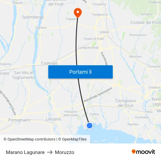 Marano Lagunare to Moruzzo map