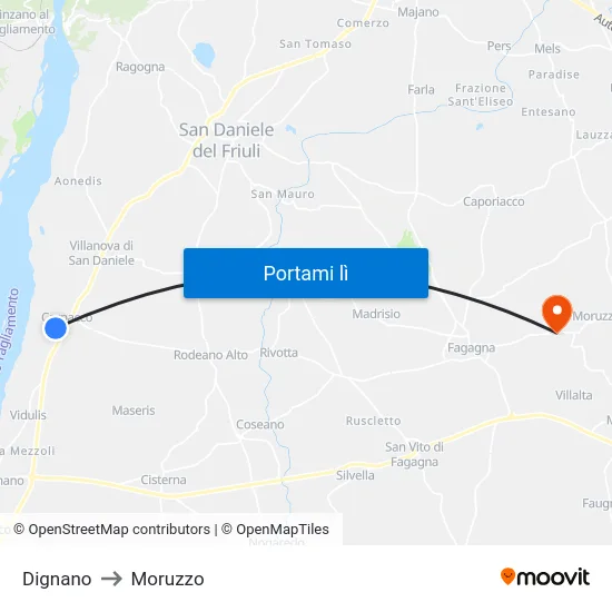 Dignano to Moruzzo map