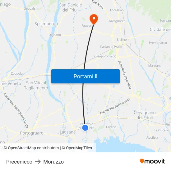Precenicco to Moruzzo map