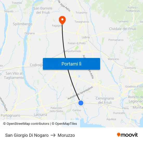 San Giorgio Di Nogaro to Moruzzo map