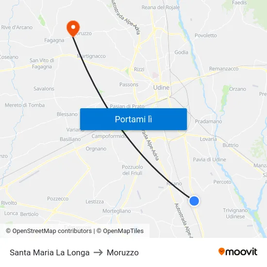 Santa Maria La Longa to Moruzzo map