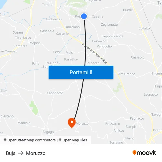 Buja to Moruzzo map
