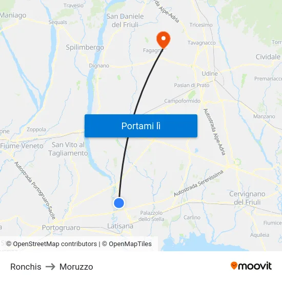 Ronchis to Moruzzo map