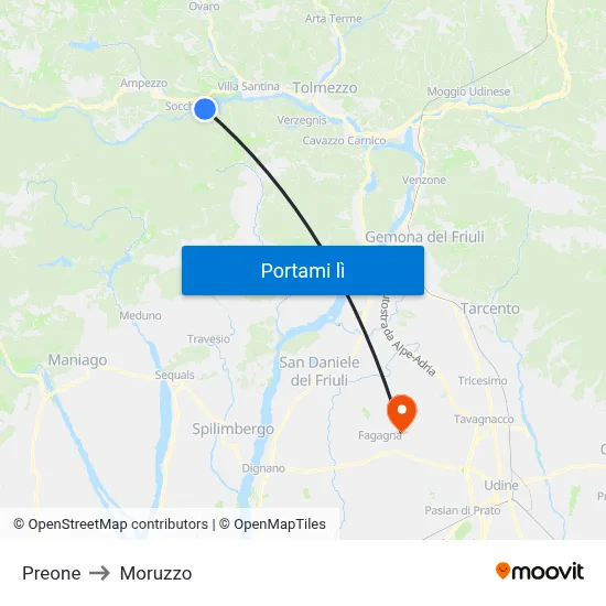 Preone to Moruzzo map