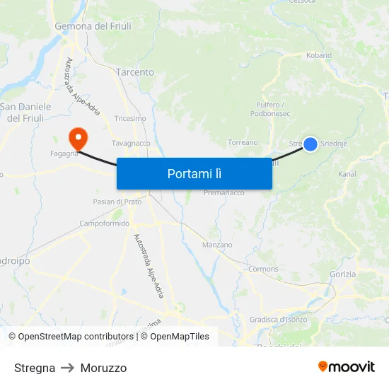Stregna to Moruzzo map
