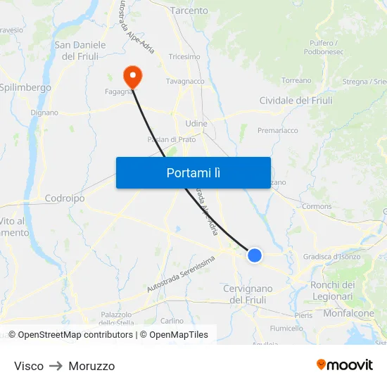 Visco to Moruzzo map
