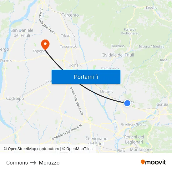 Cormons to Moruzzo map