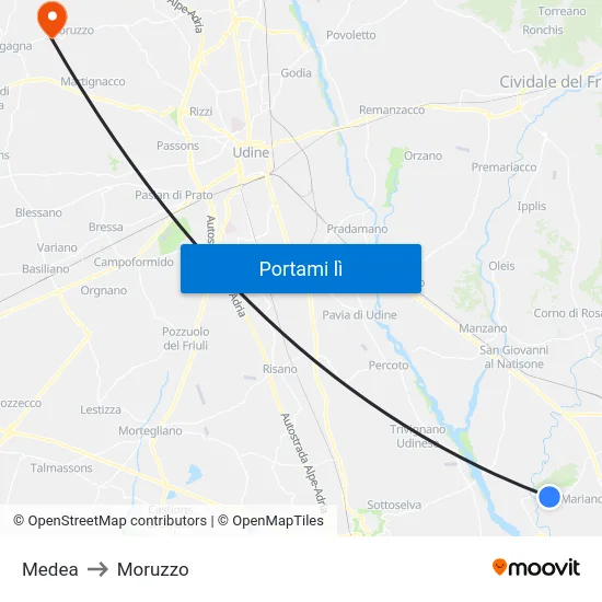 Medea to Moruzzo map