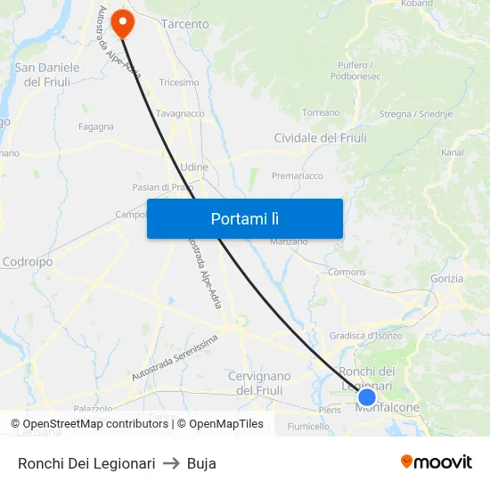 Ronchi Dei Legionari to Buja map