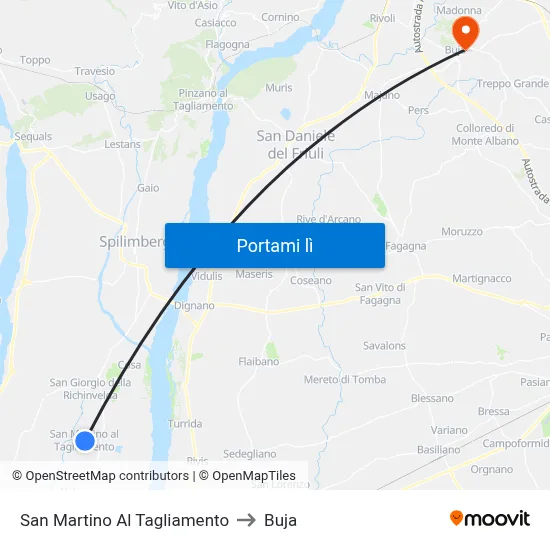 San Martino Al Tagliamento to Buja map